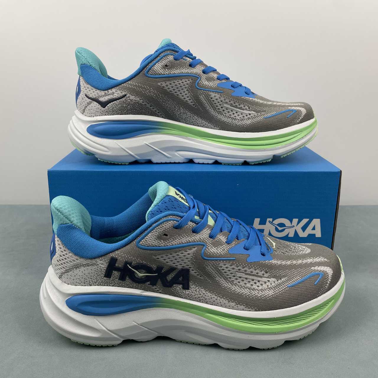 Hoka Clifton 10 (Cinza e Azul)